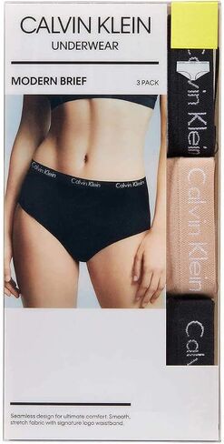 ملابس داخلية نسائية من Calvin Klein مكونة من 3 قطع (شريط أسود/كاجو/أسود، مقاس متوسط) in Saudi Arabia