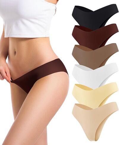 Seamless Underwear for Women Thongs,No Show Ladies Thong Breathable Comfortable Panties Undies Womens 6 Pack in Saudi Arabia