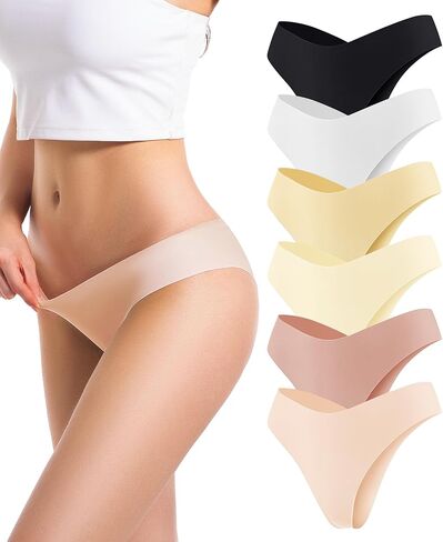 Seamless Underwear for Women Thongs,No Show Ladies Thong Breathable Comfortable Panties Undies Womens 6 Pack in Saudi Arabia
