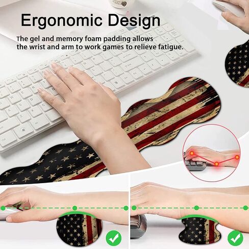 Mouse Pad Wrist Support Set, Extended Gaming Mouse Pad and Ergonomic Memory Foam Keyboard Wrist Rest for Office,Home, XXL Waterproof Writing pad Large Desk Pad, Vintage American Flag Mouse Mat in Saudi Arabia