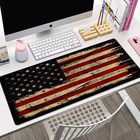 Mouse Pad Wrist Support Set, Extended Gaming Mouse Pad and Ergonomic Memory Foam Keyboard Wrist Rest for Office,Home, XXL Waterproof Writing pad Large Desk Pad, Vintage American Flag Mouse Mat in Saudi Arabia