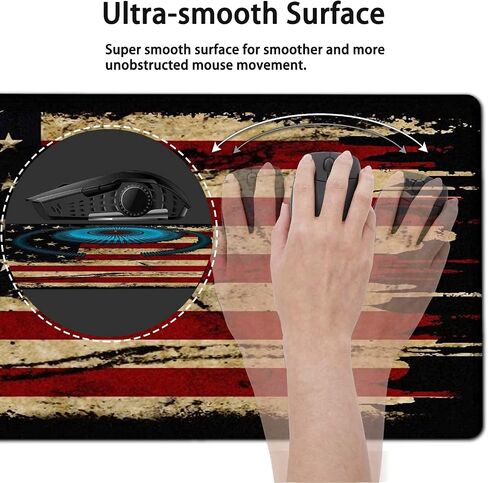 Mouse Pad Wrist Support Set, Extended Gaming Mouse Pad and Ergonomic Memory Foam Keyboard Wrist Rest for Office,Home, XXL Waterproof Writing pad Large Desk Pad, Vintage American Flag Mouse Mat in Saudi Arabia