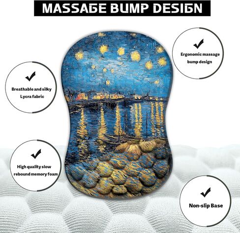 وسادة ماوس مريحة من Starry Night تدعم المعصم، مسند معصم ناعم غير قابل للانزلاق مع لوحة مفاتيح كمبيوتر للتدليك ولوحة ماوس للكمبيوتر الشخصي للمكتب والألعاب (معصم 12) in Kuwait