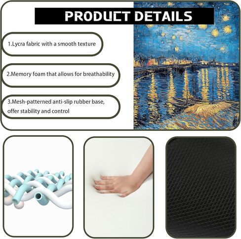 وسادة ماوس مريحة من Starry Night تدعم المعصم، مسند معصم ناعم غير قابل للانزلاق مع لوحة مفاتيح كمبيوتر للتدليك ولوحة ماوس للكمبيوتر الشخصي للمكتب والألعاب (معصم 12) in Kuwait