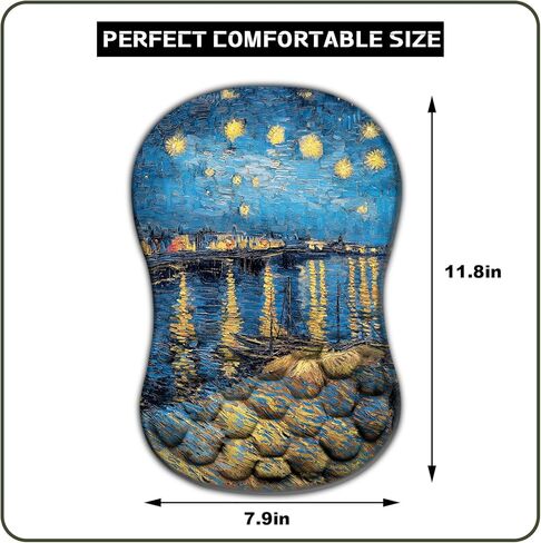 وسادة ماوس مريحة من Starry Night تدعم المعصم، مسند معصم ناعم غير قابل للانزلاق مع لوحة مفاتيح كمبيوتر للتدليك ولوحة ماوس للكمبيوتر الشخصي للمكتب والألعاب (معصم 12) in Kuwait