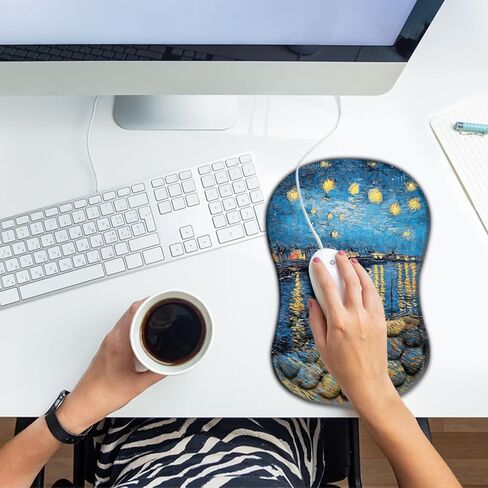 وسادة ماوس مريحة من Starry Night تدعم المعصم، مسند معصم ناعم غير قابل للانزلاق مع لوحة مفاتيح كمبيوتر للتدليك ولوحة ماوس للكمبيوتر الشخصي للمكتب والألعاب (معصم 12) in Kuwait