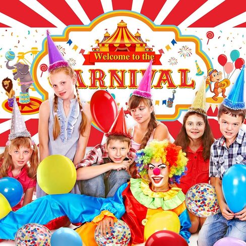 Circus Carnival Party Decoration Including Circus Confetti Balloons Kit Carnival Photography Backdrop Banner Carnival Party Tablecloths for Kids Boys Girls Birthday Party Decorations Supplies in Saudi Arabia