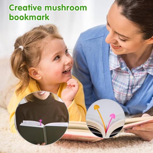 Sprout Mini Mushroom Bookmarks Creative Soft Silicone Plant Bookmark - Gift for Book Lovers, Teachers, Back to School，Set of 8 (2 Colors & 2 Sizes) in Saudi Arabia