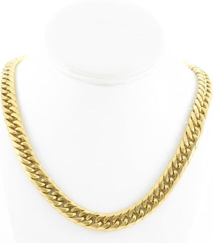 Mens Thick Tight Link Yellow Gold Finish Solid Stainless Steel 12mm Miami Cuban Link Chain/Bracelet Box Lock 20-30 inches Bracelet 8-10 inches in Saudi Arabia