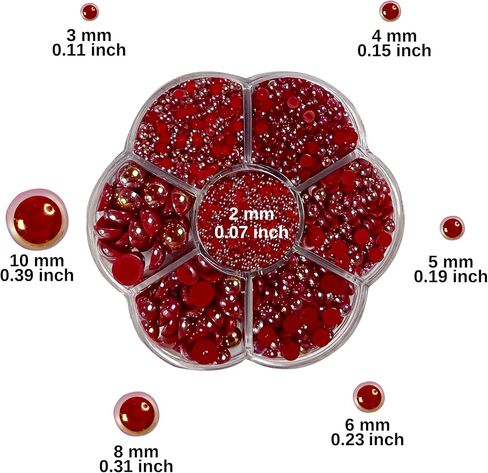 5700 AB Red Half Pearls for Crafts - Flatback Pearls/Jewels Pearls for Nails, DIY Accessory, Art and Fashion Projects - Neatly Organized Craft White Pearls for Makeup and Creative People in Saudi Arabia