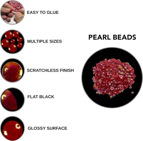 5700 AB Red Half Pearls for Crafts - Flatback Pearls/Jewels Pearls for Nails, DIY Accessory, Art and Fashion Projects - Neatly Organized Craft White Pearls for Makeup and Creative People in Saudi Arabia