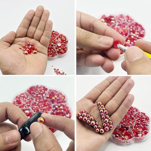 5700 AB Red Half Pearls for Crafts - Flatback Pearls/Jewels Pearls for Nails, DIY Accessory, Art and Fashion Projects - Neatly Organized Craft White Pearls for Makeup and Creative People in Saudi Arabia