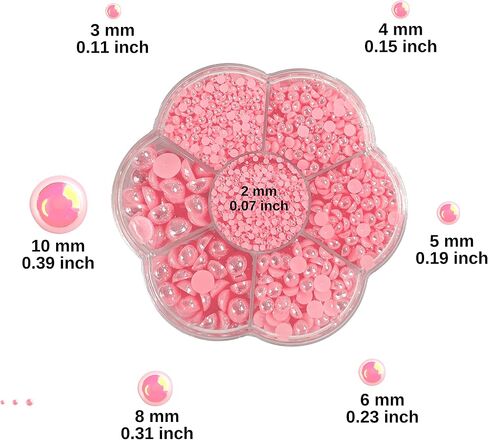 5700 AB Red Half Pearls for Crafts - Flatback Pearls/Jewels Pearls for Nails, DIY Accessory, Art and Fashion Projects - Neatly Organized Craft White Pearls for Makeup and Creative People in Saudi Arabia