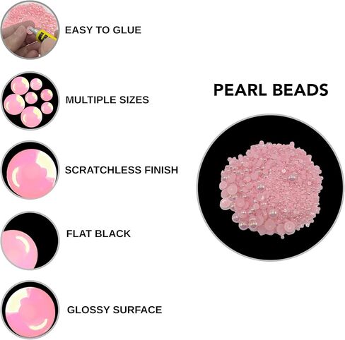 5700 AB Red Half Pearls for Crafts - Flatback Pearls/Jewels Pearls for Nails, DIY Accessory, Art and Fashion Projects - Neatly Organized Craft White Pearls for Makeup and Creative People in Saudi Arabia