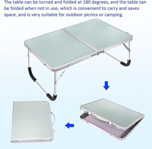 Foldable Laptop Table - Stand Foldable Table Portable Breakfast Tray, Apply to Outdoor/Hiking/Camping/Fishing (Silver) in Saudi Arabia