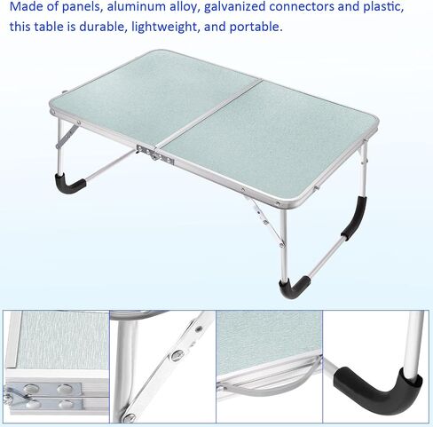 Foldable Laptop Table - Stand Foldable Table Portable Breakfast Tray, Apply to Outdoor/Hiking/Camping/Fishing (Silver) in Saudi Arabia