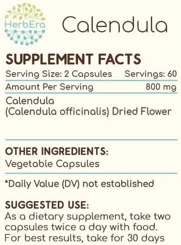 Calendula 60 Capsules, Made from Calendula (Calendula Officinalis) Dried Flower (60 Capsules) in Saudi Arabia