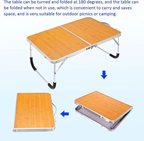 Foldable Laptop Table - Stand Foldable Table Portable Breakfast Tray, Apply to Outdoor/Hiking/Camping/Fishing (Silver) in Saudi Arabia