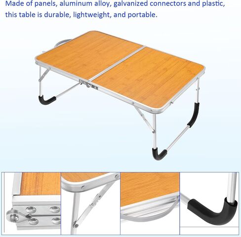 Foldable Laptop Table - Stand Foldable Table Portable Breakfast Tray, Apply to Outdoor/Hiking/Camping/Fishing (Silver) in Saudi Arabia