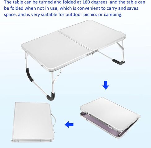 Foldable Laptop Table - Stand Foldable Table Portable Breakfast Tray, Apply to Outdoor/Hiking/Camping/Fishing (Silver) in Saudi Arabia