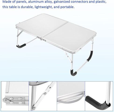 Foldable Laptop Table - Stand Foldable Table Portable Breakfast Tray, Apply to Outdoor/Hiking/Camping/Fishing (Silver) in Saudi Arabia