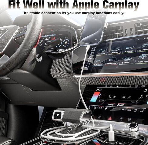 شاحن سيارة iPhone، كابل شحن منسوج USB-C بقدرة 60 وات يدعم Apple Carplay متوافق مع iPhone 15/Plus/Pro/Pro Max/MacBook Pro/iPad Pro/Mini/Air، Samsung Galaxy S23/S22 (2Pack-1M) in Saudi Arabia