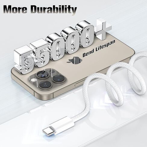 شاحن سيارة iPhone، كابل شحن منسوج USB-C بقدرة 60 وات يدعم Apple Carplay متوافق مع iPhone 15/Plus/Pro/Pro Max/MacBook Pro/iPad Pro/Mini/Air، Samsung Galaxy S23/S22 (2Pack-1M) in Saudi Arabia