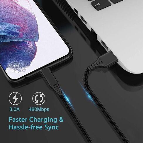 كابل شاحن USB من النوع C بطول 3 أقدام و6 أقدام و10 أقدام لسلك شحن Moto G Power 2023 2022 2021/G Stylus 5G/G Play، Z4 Z3، Edge+، Motorola G7/G7 Play/G Pure، Samsung Galaxy A12 A01 A20 A10E، طاقة شحن سريع 3A الأسلاك in Kuwait