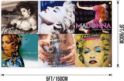 OWkay American Singer Music Album Cover Madonna Tapestry 3x5 Ft Indoor Living Room Home bedroom College Dorm For Wall Decoration Outdoor Tapestry, white in Saudi Arabia