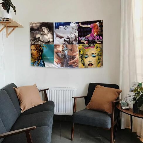 OWkay American Singer Music Album Cover Madonna Tapestry 3x5 Ft Indoor Living Room Home bedroom College Dorm For Wall Decoration Outdoor Tapestry, white in Saudi Arabia