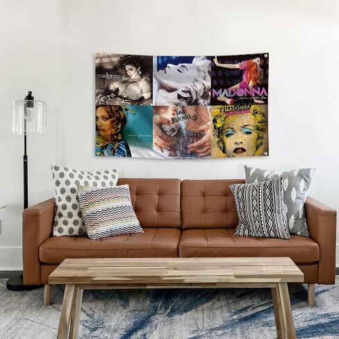 OWkay American Singer Music Album Cover Madonna Tapestry 3x5 Ft Indoor Living Room Home bedroom College Dorm For Wall Decoration Outdoor Tapestry, white in Saudi Arabia