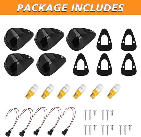 Bestiew Smoke Lens Cab Roof Marker Lights Top Clearance Running Lamps for Ford F150 F250 F350 F450 F550 F650 F750 1999-2016 Super Duty Pickup Trucks Replacement Assembly Accessories,Amber 5 PCS in Saudi Arabia