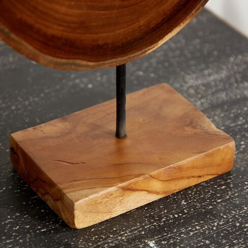 Deco 79 Teak Wood Abstract Decorative Sculpture Home Decor Statue with Resin Embedded, Accent Figurine 10" x 4" x 12", Brown in Saudi Arabia