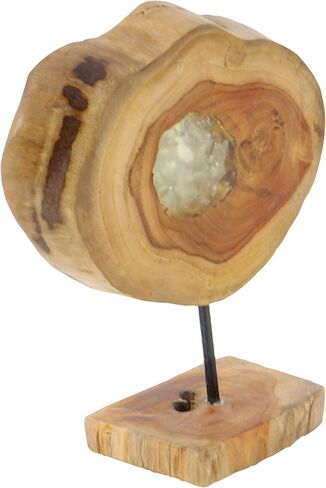Deco 79 Teak Wood Abstract Decorative Sculpture Home Decor Statue with Resin Embedded, Accent Figurine 10" x 4" x 12", Brown in Saudi Arabia
