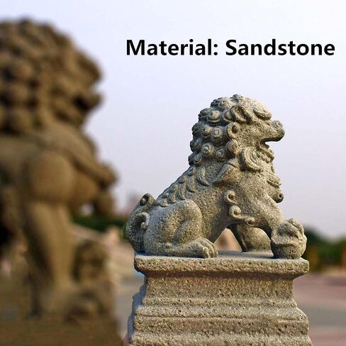 Asian Fu Foo Dogs-Pair of Two Guardian Lions,Stone Statues Feng Shui Decor in Saudi Arabia