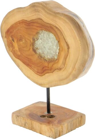 Deco 79 Teak Wood Abstract Decorative Sculpture Home Decor Statue with Resin Embedded, Accent Figurine 10" x 4" x 12", Brown in Saudi Arabia
