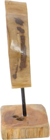 Deco 79 Teak Wood Abstract Decorative Sculpture Home Decor Statue with Resin Embedded, Accent Figurine 10" x 4" x 12", Brown in Saudi Arabia