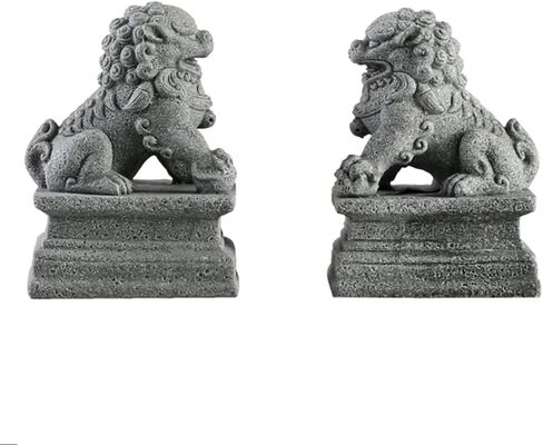 Asian Fu Foo Dogs-Pair of Two Guardian Lions,Stone Statues Feng Shui Decor in Saudi Arabia