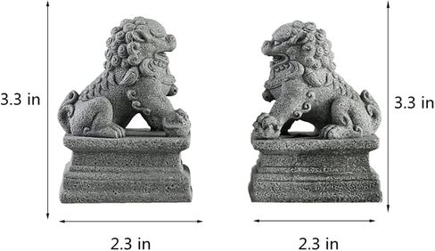 Asian Fu Foo Dogs-Pair of Two Guardian Lions,Stone Statues Feng Shui Decor in Saudi Arabia