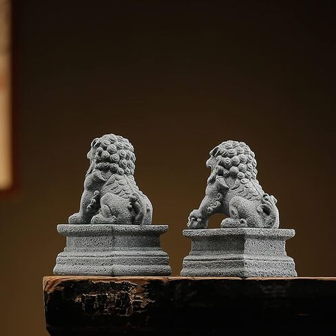 Asian Fu Foo Dogs-Pair of Two Guardian Lions,Stone Statues Feng Shui Decor in Saudi Arabia
