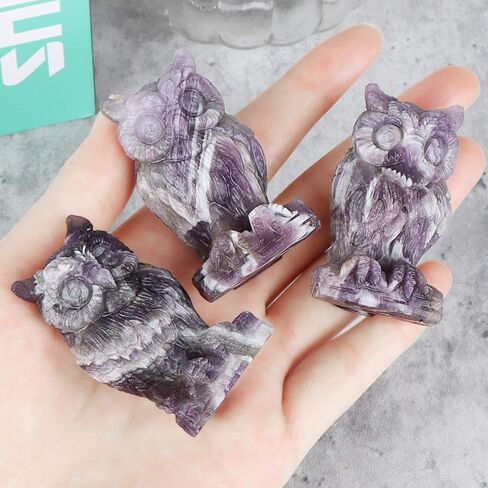 Artistone Crystal Owl Figurine Decoration Hand Carved Amethyst Owls Statue 2 inch a Symbol of Wisdom The Guardian of Halloween Decor in Saudi Arabia