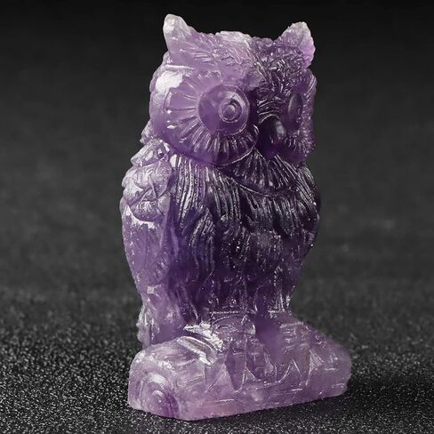 Artistone Crystal Owl Figurine Decoration Hand Carved Amethyst Owls Statue 2 inch a Symbol of Wisdom The Guardian of Halloween Decor in Saudi Arabia