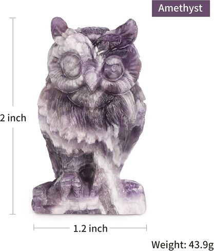 Artistone Crystal Owl Figurine Decoration Hand Carved Amethyst Owls Statue 2 inch a Symbol of Wisdom The Guardian of Halloween Decor in Saudi Arabia