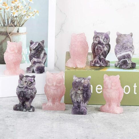 Artistone Crystal Owl Figurine Decoration Hand Carved Amethyst Owls Statue 2 inch a Symbol of Wisdom The Guardian of Halloween Decor in Saudi Arabia