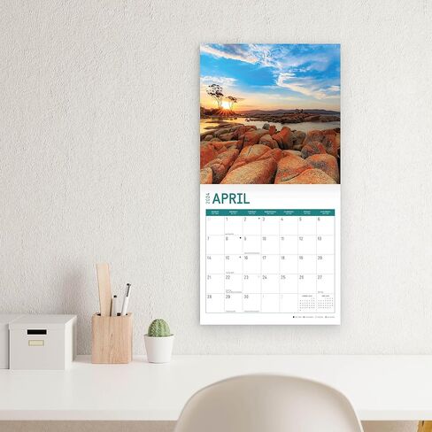 2024 World Travel Monthly Wall Calendar by Bright Day, 12 x 12 Inch Destiantions Vacation Sunset Ocean Moutains Scenic in Saudi Arabia