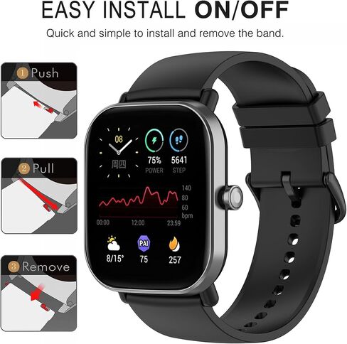 حزام لـ Amazfit Bip 3/ Bip 3 Pro/Bip U Pro/Bip S lite/Bip/Bip Lite/Bip S/Bip U، بديل حزام السيليكون الناعم لـ Amazfit GTS 4/ GTS 4 Mini/GTS 3/ GTS 2/ GTS 2e / جي تي إس 2 ميني/جي تي إس/جي تي آر ميني in Kuwait