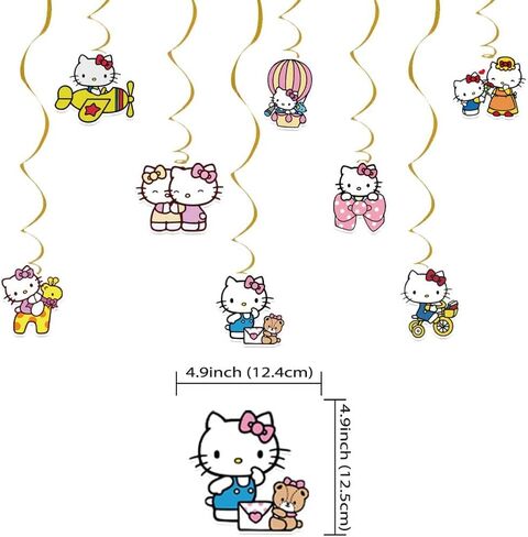 لافتة زينة لأعياد الميلاد من بارتي كيتي وحفلات كرتونية ودوامات معلقة للأطفال والأولاد والبنات من لوازم حفلات عيد ميلاد كيتي السعيدة. in Kuwait