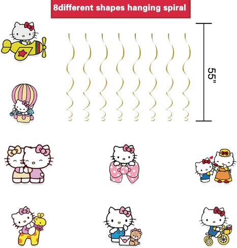 لافتة زينة لأعياد الميلاد من بارتي كيتي وحفلات كرتونية ودوامات معلقة للأطفال والأولاد والبنات من لوازم حفلات عيد ميلاد كيتي السعيدة. in Kuwait