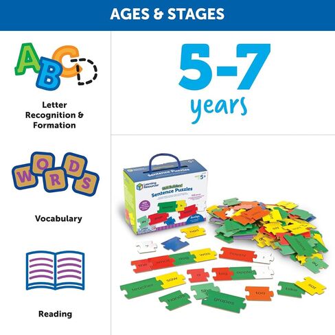 Learning Resources Skill Builders! Sentence Puzzles - Educational Puzzles for Kids, Kindergartner Learning Games, Reading Games for Kids,Back to School,112 Pieces, 5+ Ages in Saudi Arabia