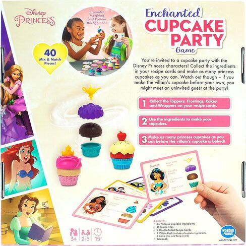 لعبة Wonder Forge Disney Enchanted Cupcake Party - لعبة مطابقة جذابة للأطفال من سن 3 سنوات فما فوق | يضم شخصيات ديزني المحبوبة | عظيم لتنمية المهارات | عيد ميلاد مثالي in Kuwait